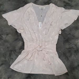 Max Studio cream patterned blouse